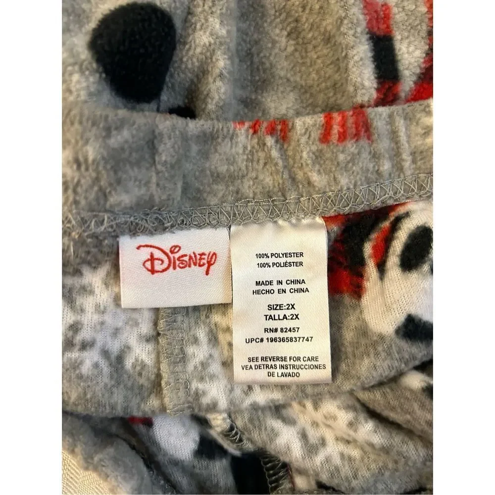 Disney Mickey‎ fleece pajamas 2x pants gray red rn#824457 - Picture 2 of 4